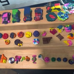 Molded crayons figures and characters